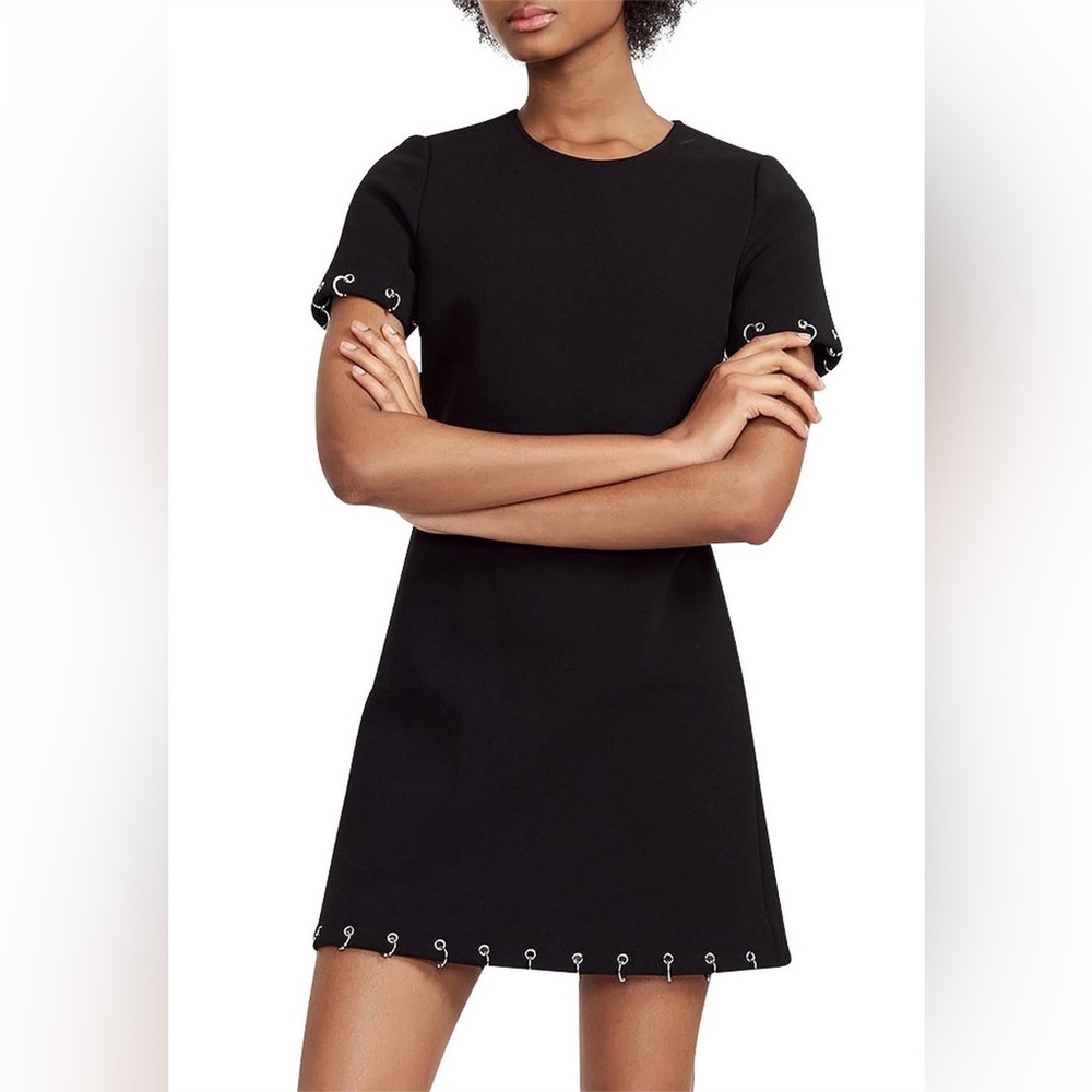 Maje Risis Ringed & Grommeted A-Line Mini Dress